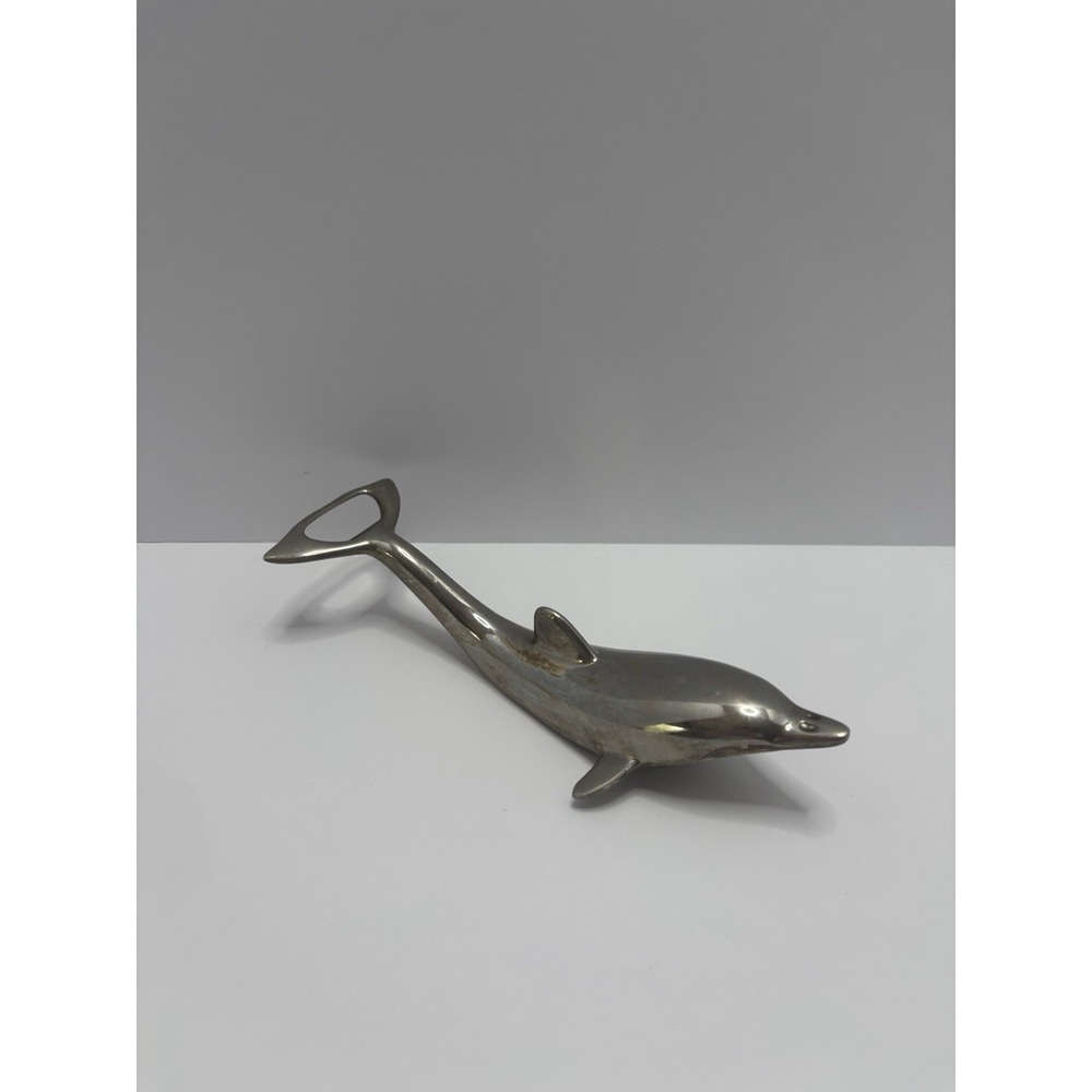 Silver Plated Dolphin Shaped Bottle Opener With Twist Top‎ Opener Vintage Mcm